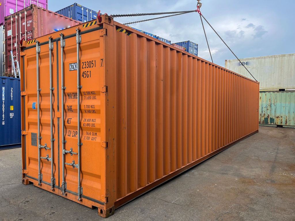 40ft High-Cube Shipping Container - Plywood Floor - Used - RAL 2011 Deep Orange — supplier photo 1
